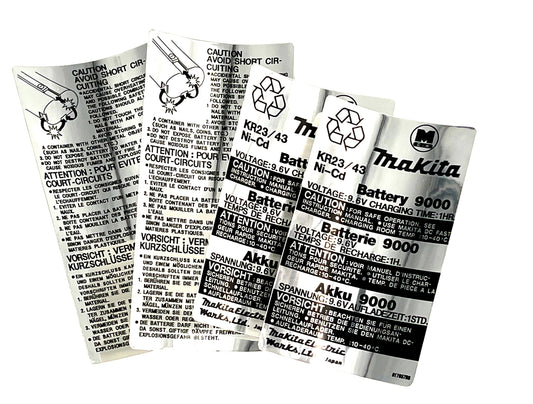 Makita B9000 Battery Labels